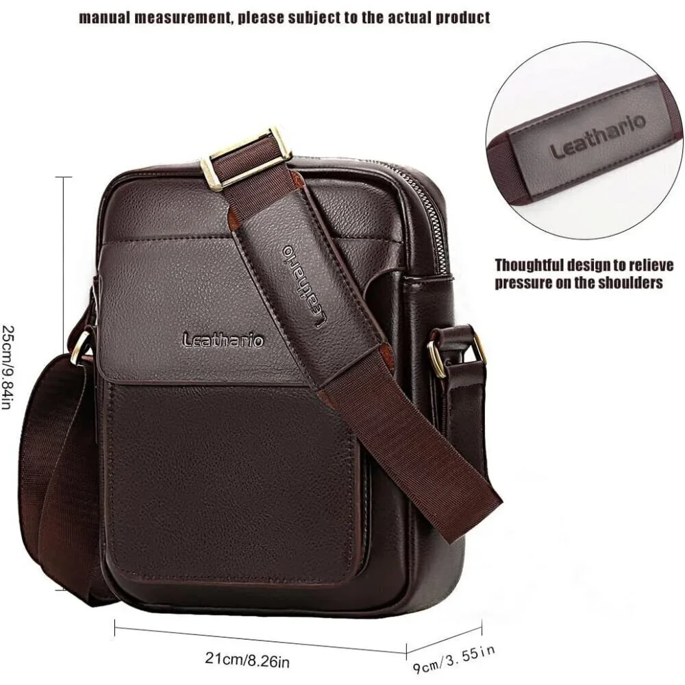💫 Men Brown Crossbody Bag Leather Small Messenger Sling Satchel Shoulder bag